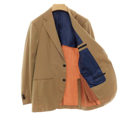 【中古】バルバ BARBA ウール ヘリンボーン 3つボタンスーツ カーキxレッド(玉虫色）【サイズ46】【 状態ランクB 】【 メンズ 】