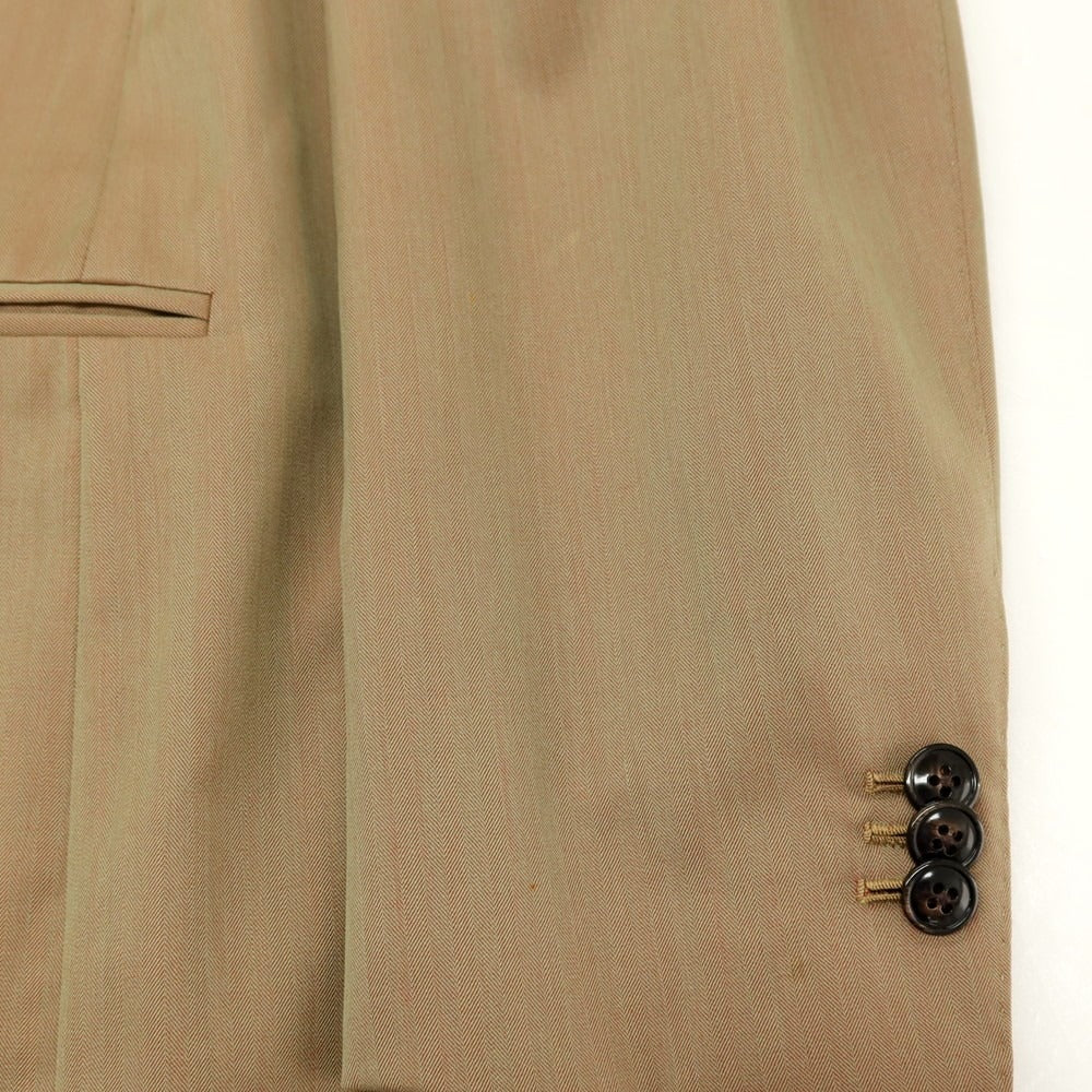 【中古】バルバ BARBA ウール ヘリンボーン 3つボタンスーツ カーキxレッド(玉虫色）【サイズ46】【 状態ランクB 】【 メンズ 】