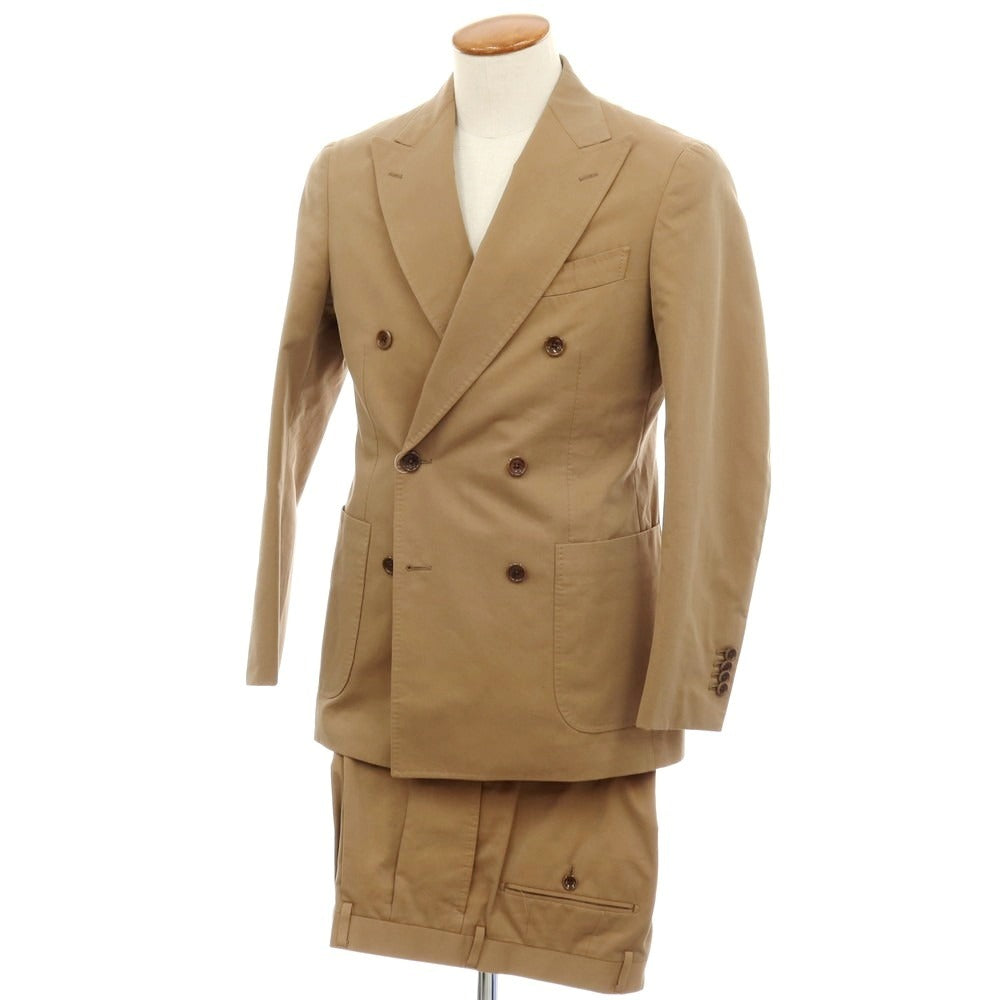 【中古】ビームスエフ BEAMS F コットン ダブルスーツ ライトブラウン系【 46 】【 状態ランクB 】【 メンズ 】 []