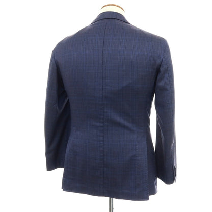 【中古】ニコラジョルダーノ NICOLA GIORDANO GIACCA シルク＆SUPER120’S ウール グレンチェック 3B テーラードジャケット ライトネイビーxブラック【サイズ46】【 状態ランクB 】【 メンズ 】
