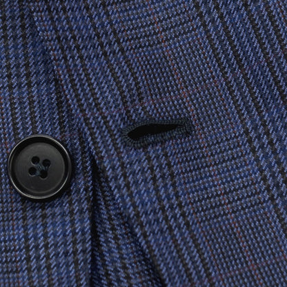 【中古】ニコラジョルダーノ NICOLA GIORDANO GIACCA シルク＆SUPER120’S ウール グレンチェック 3B テーラードジャケット ライトネイビーxブラック【サイズ46】【 状態ランクB 】【 メンズ 】