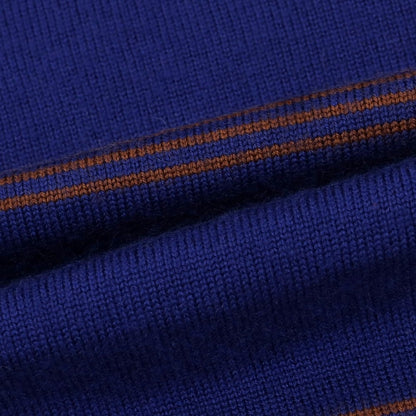 【中古】クルチアーニ CRUCIANI ウールカシミヤ クルーネック プルオーバーニット ネイビーxブラウン【 44 】【 状態ランクC 】【 メンズ 】