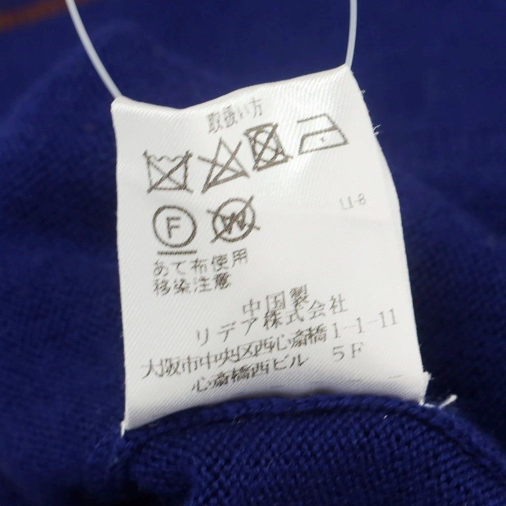 【中古】クルチアーニ CRUCIANI ウールカシミヤ クルーネック プルオーバーニット ネイビーxブラウン【サイズ44】【 状態ランクC 】【 メンズ 】[BPD]