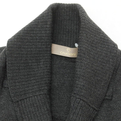 【中古】クルチアーニ CRUCIANI ウール ショールカラー ダブル6B カーディガン ダークグレー【 46 】【 状態ランクB 】【 メンズ 】