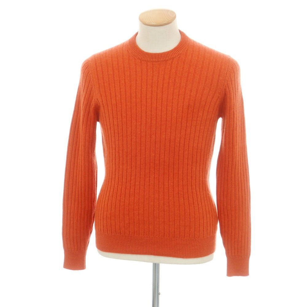 【中古】ブルネロクチネリ Brunello Cucinelli カシミヤ クルーネック リブ プルオーバーニット オレンジ【サイズ46】【 状態ランクB 】【 メンズ 】[BPD]