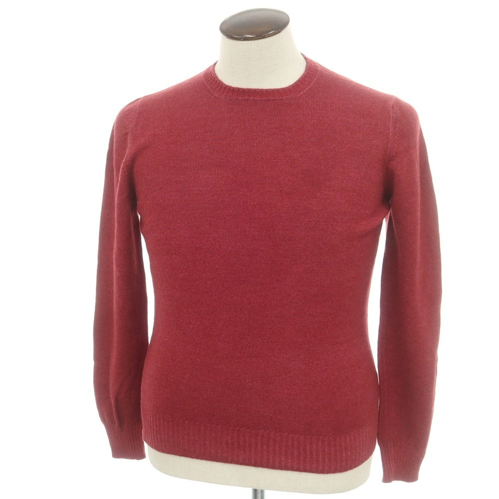 【中古】グランサッソ GRAN SASSO ヴィンテージ加工 ウール クルーネック プルオーバーニット レッド【 50 】【 状態ランクB 】【 メンズ 】