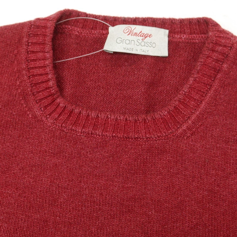 【中古】グランサッソ GRAN SASSO ヴィンテージ加工 ウール クルーネック プルオーバーニット レッド【サイズ50】【 状態ランクB 】【 メンズ 】[BPD]