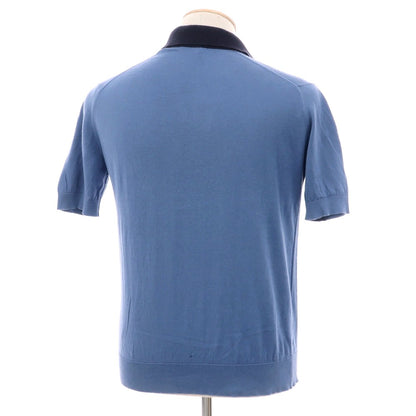 【中古】ジョンスメドレー JOHN SMEDLEY ハイゲージ シーアイランドコットン 半袖 ポロニット ダルブルーxネイビー【サイズS】【 状態ランクC 】【 メンズ 】