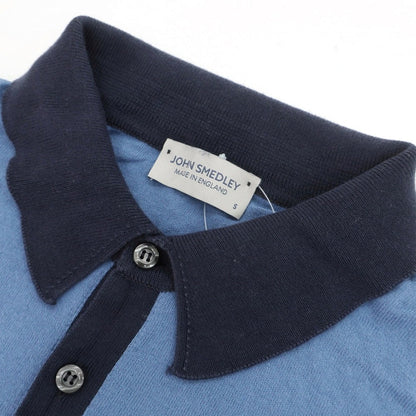 【中古】ジョンスメドレー JOHN SMEDLEY ハイゲージ シーアイランドコットン 半袖 ポロニット ダルブルーxネイビー【サイズS】【 状態ランクC 】【 メンズ 】