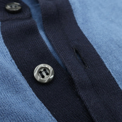 【中古】ジョンスメドレー JOHN SMEDLEY ハイゲージ シーアイランドコットン 半袖 ポロニット ダルブルーxネイビー【サイズS】【 状態ランクC 】【 メンズ 】