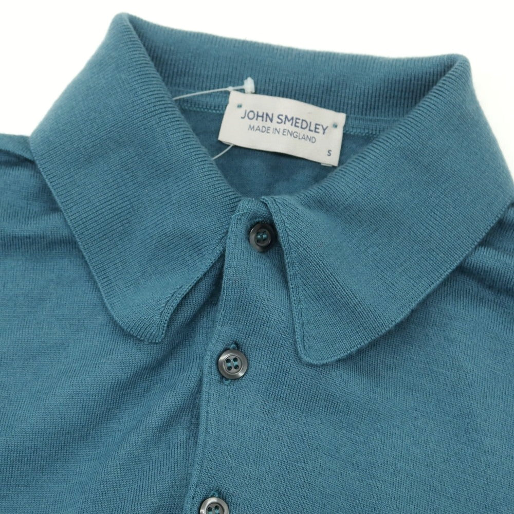 【中古】ジョンスメドレー JOHN SMEDLEY ハイゲージ ウール 長袖 ポロニット ブルーグリーン系【 S 】【 状態ランクB 】【 メンズ 】
