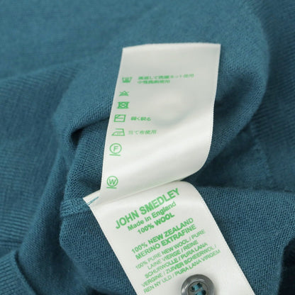 【中古】ジョンスメドレー JOHN SMEDLEY ハイゲージ ウール 長袖 ポロニット ブルーグリーン系【 S 】【 状態ランクB 】【 メンズ 】