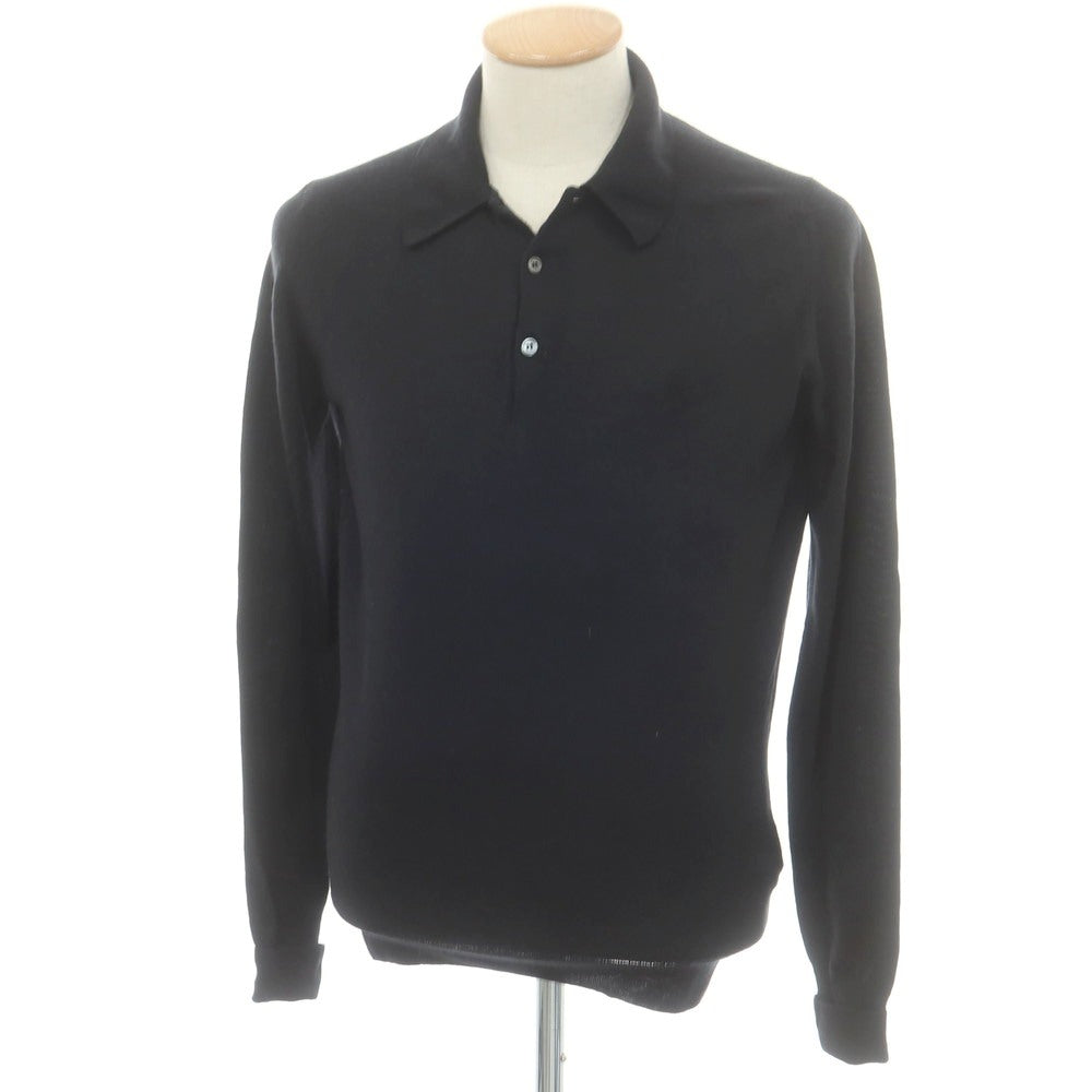 【中古】ジョンスメドレー JOHN SMEDLEY ハイゲージ ウール 長袖 ポロニット ブラック【 XS 】【 状態ランクB 】【 メンズ 】