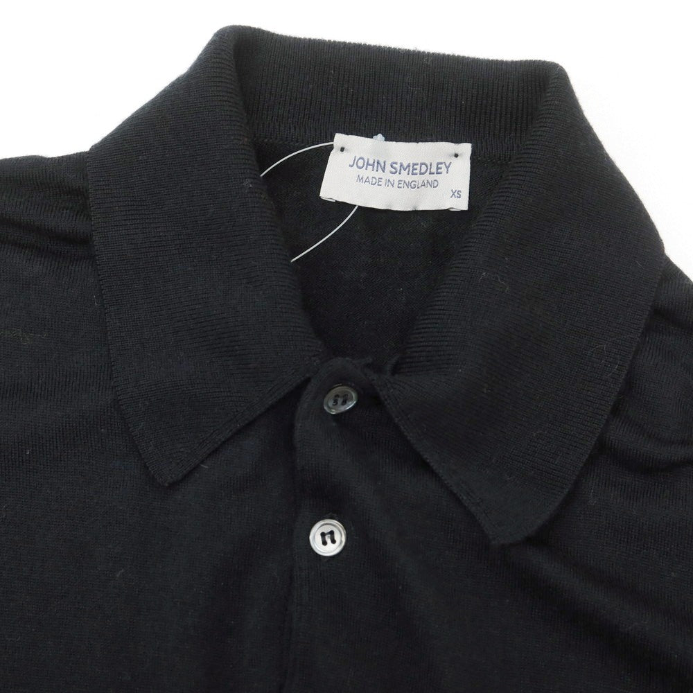 【中古】ジョンスメドレー JOHN SMEDLEY ハイゲージ ウール 長袖 ポロニット ブラック【 XS 】【 状態ランクB 】【 メンズ 】