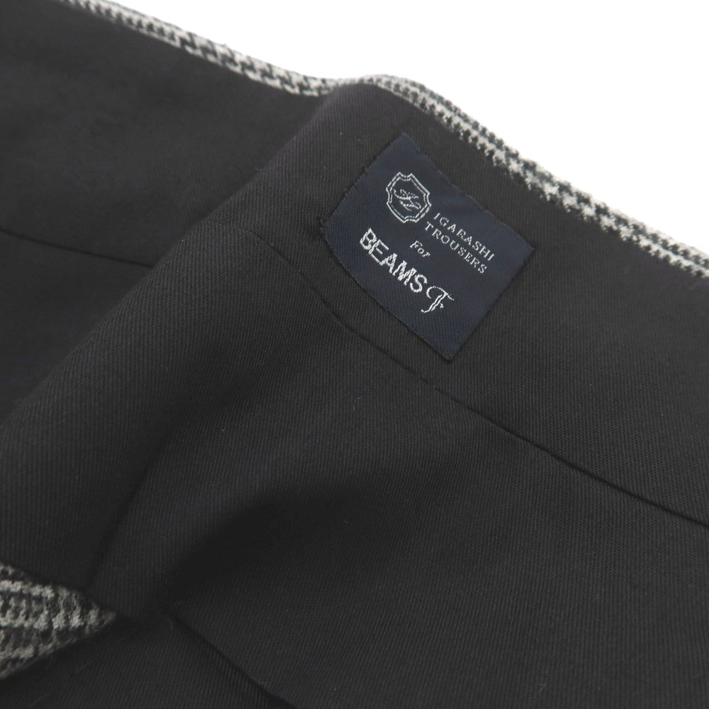 【中古】イガラシトラウザーズ 五十嵐 IGARASHI TROUSERS BEAMS F別注 ウール グレンチェック ドレススラックスパンツ ブラックxホワイト【 46 】【 状態ランクB 】【 メンズ 】