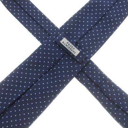 【中古】パオロ アルビザッティ PAOLO ALBIZZATI クワトロピエゲ シルク ドット柄ネクタイ ネイビーxブルー【 状態ランクB 】【 メンズ 】