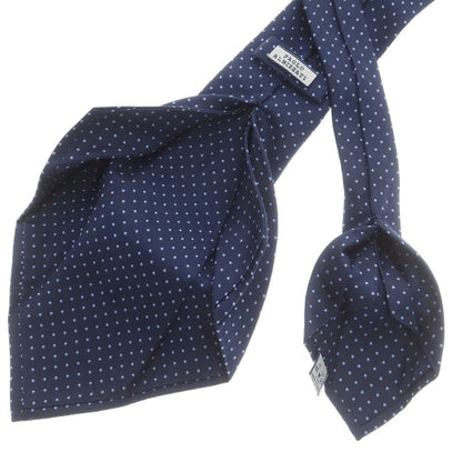 【中古】パオロ アルビザッティ PAOLO ALBIZZATI クワトロピエゲ シルク ドット柄ネクタイ ネイビーxブルー【 状態ランクB 】【 メンズ 】