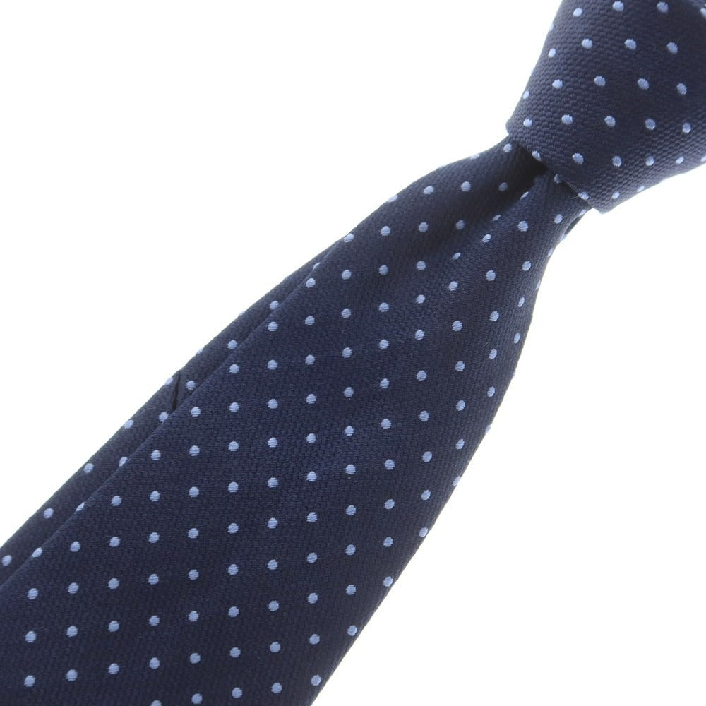 【中古】パオロ アルビザッティ PAOLO ALBIZZATI クワトロピエゲ シルク ドット柄ネクタイ ネイビーxブルー【 状態ランクB 】【 メンズ 】