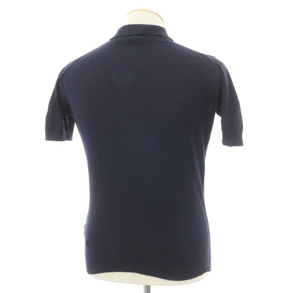 【中古】ジョンスメドレー JOHN SMEDLEY シーアイランドコットン 半袖 ポロニット ネイビー【サイズS】【 状態ランクC 】【 メンズ 】