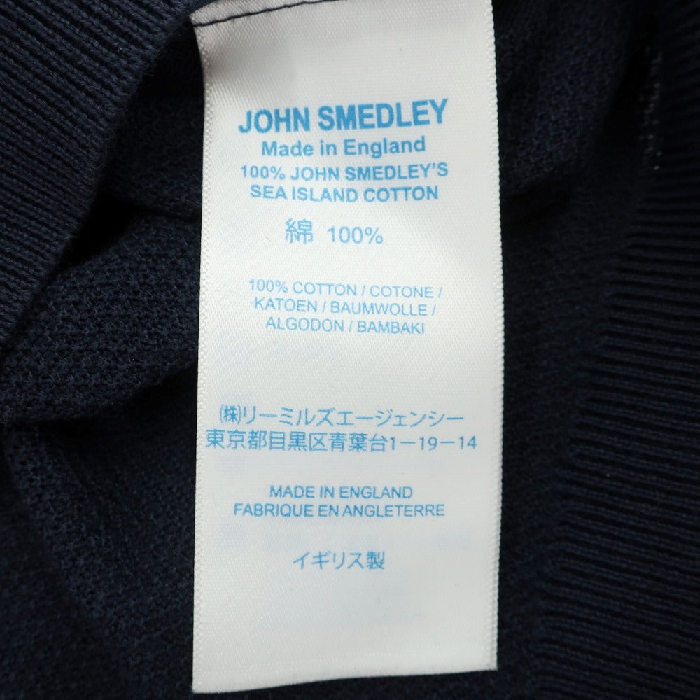 【中古】ジョンスメドレー JOHN SMEDLEY シーアイランドコットン 半袖 ポロニット ネイビー【サイズS】【 状態ランクC 】【 メンズ 】