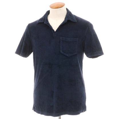 【中古】ラルディーニ LARDINI コットン パイル スキッパー 半袖ポロシャツ ネイビー【サイズ48】【 状態ランクC 】【 メンズ 】