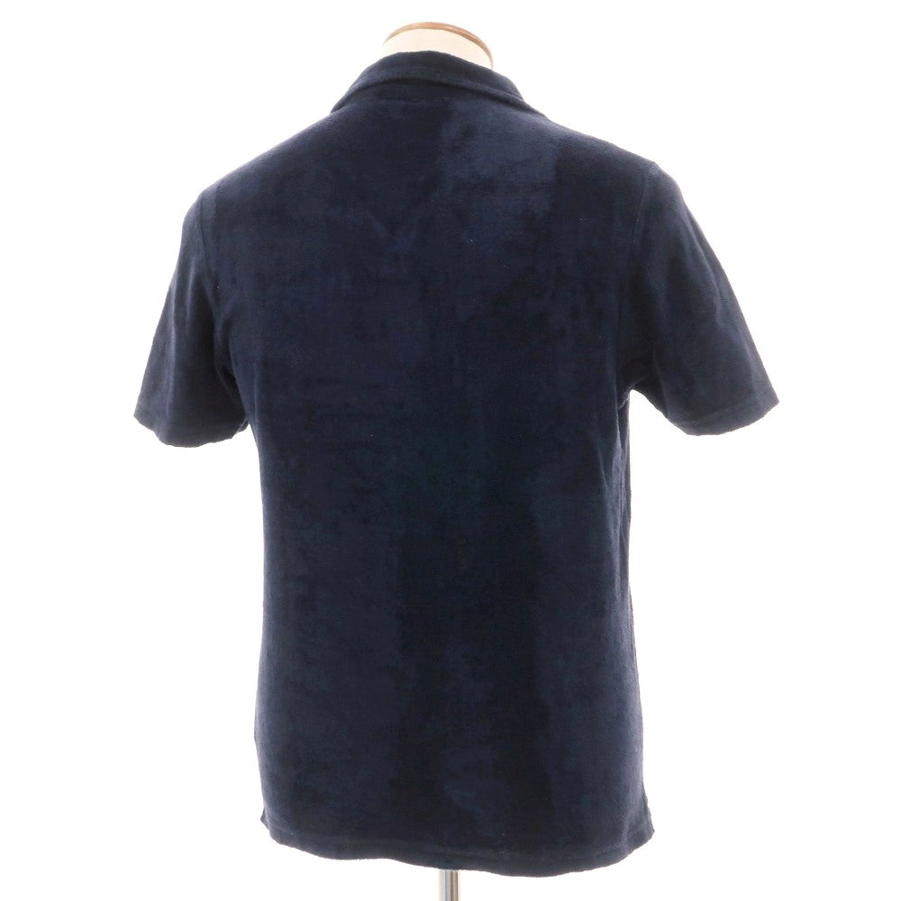 【中古】ラルディーニ LARDINI コットン パイル スキッパー 半袖ポロシャツ ネイビー【サイズ48】【 状態ランクC 】【 メンズ 】