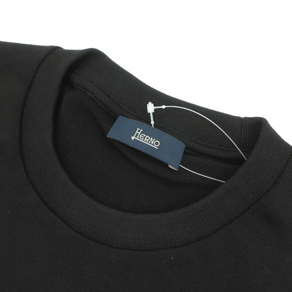【中古】ヘルノ Herno コットン ジャージー クルーネック 半袖Ｔシャツ ブラック【サイズ48】【 状態ランクC 】【 メンズ 】