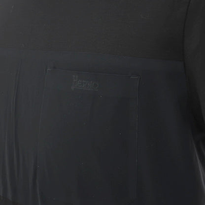 【中古】ヘルノ Herno コットン ジャージー クルーネック 半袖ポケットTシャツ ブラックxブラックネイビー【サイズ50】【 状態ランクC 】【 メンズ 】
