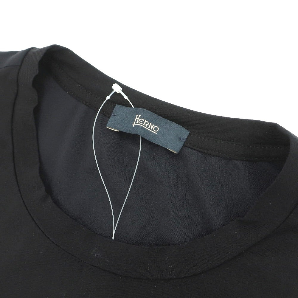 【中古】ヘルノ Herno コットン ジャージー クルーネック 半袖ポケットTシャツ ブラックxブラックネイビー【サイズ50】【 状態ランクC 】【 メンズ 】
