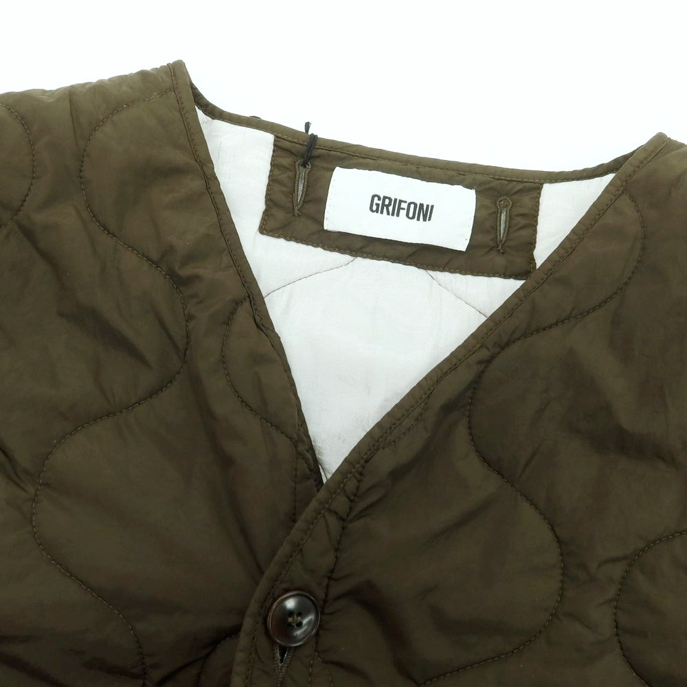【中古】グリフォーニ GRIFONI ナイロン 中綿入り キルティングブルゾン ダークオリーブ【 48 】【 状態ランクB 】【 メンズ 】