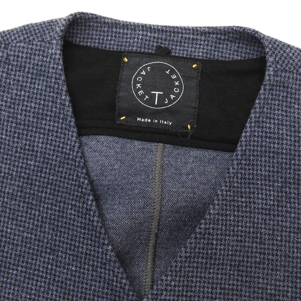 【中古】ティージャケット T-JACKET ポリエステルコットン ジャージー ハウンドトゥース ダブル カジュアル系ジレ ベスト ライトネイビー【サイズM】【 状態ランクB 】【 メンズ 】