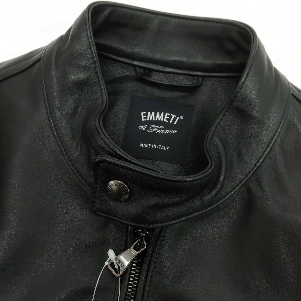 【中古】エンメティ EMMETI JURI ラムスキン レザー シングル レザーブルゾン ブラック【 48 】【 状態ランクA 】【 メンズ 】