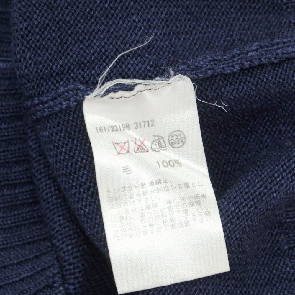 【中古】グランサッソ GRAN SASSO ヴィンテージ加工 ウール クルーネック プルオーバーニット ネイビー【 48 】【 状態ランクC 】【 メンズ 】