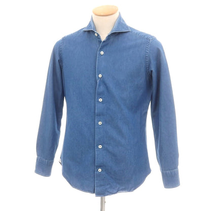 【中古】ジャンネット giannetto コットン ダンガリー ホリゾンタルカラー カジュアルシャツ ネイビー【 38 】【 状態ランクC 】【 メンズ 】