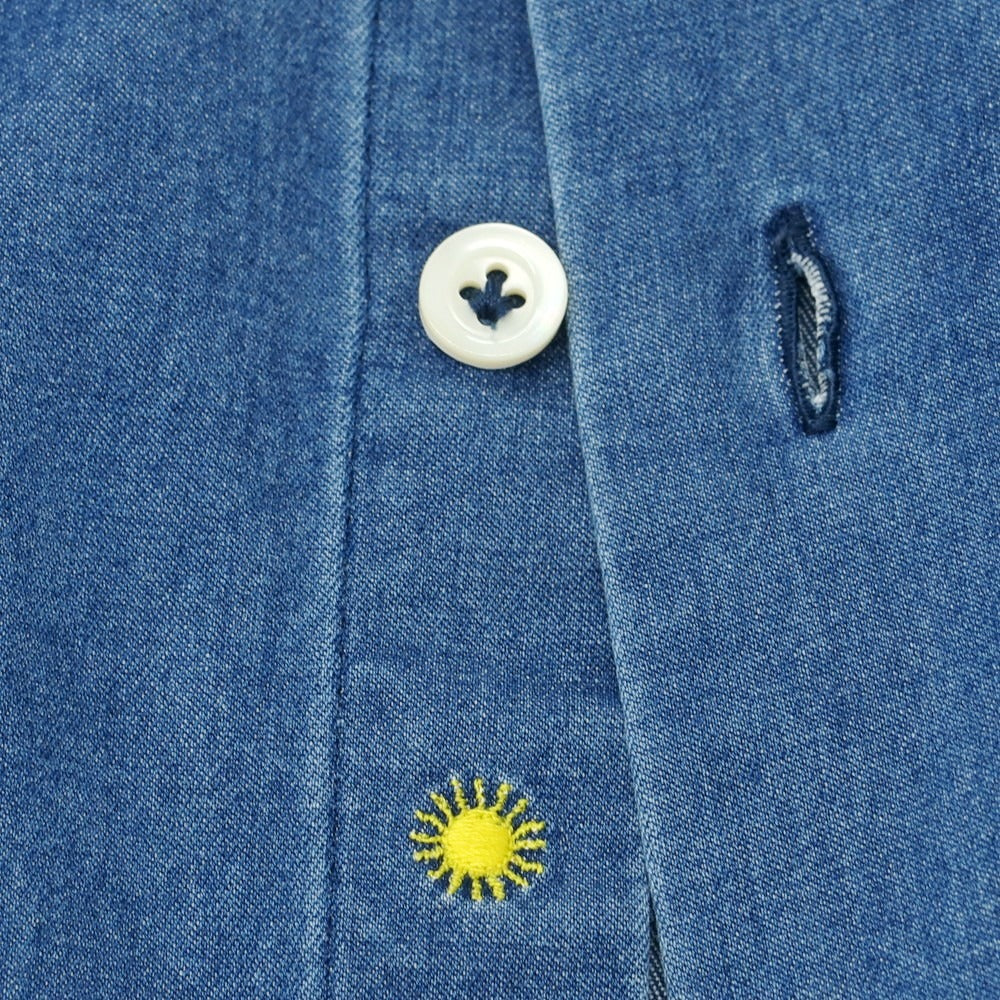 【中古】ジャンネット giannetto コットン ダンガリー ホリゾンタルカラー カジュアルシャツ ネイビー【 38 】【 状態ランクC 】【 メンズ 】