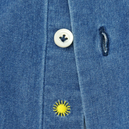 【中古】ジャンネット giannetto コットン ダンガリー ホリゾンタルカラー カジュアルシャツ ネイビー【 38 】【 状態ランクC 】【 メンズ 】