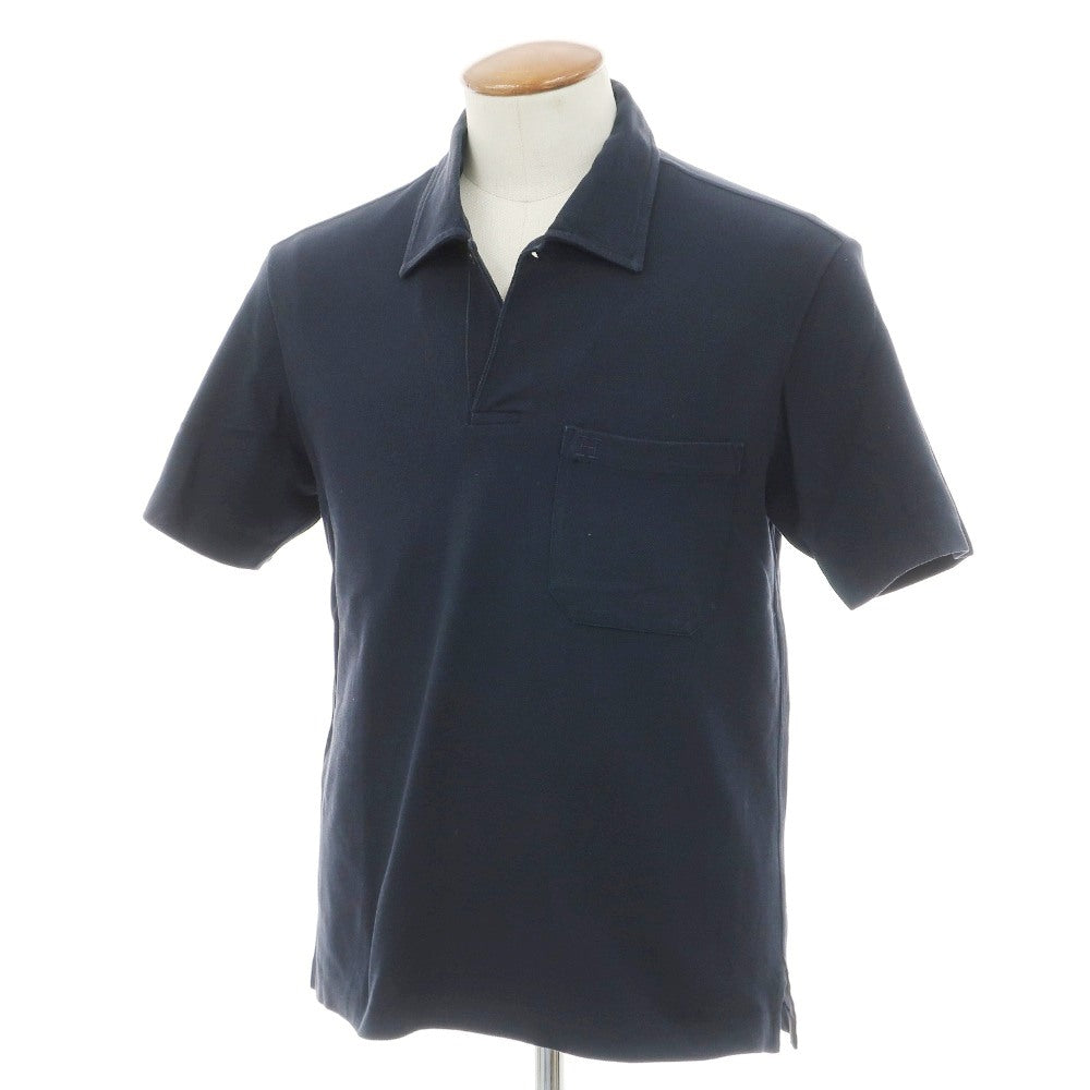 【中古】エルメス HERMES コットン 半袖ポロシャツ ネイビー【サイズM】【 状態ランクC 】【 メンズ 】