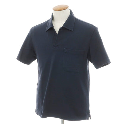 【中古】エルメス HERMES コットン 半袖ポロシャツ ネイビー【サイズM】【 状態ランクC 】【 メンズ 】