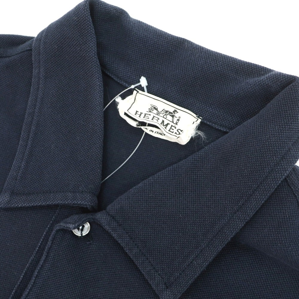 【中古】エルメス HERMES コットン 半袖ポロシャツ ネイビー【サイズM】【 状態ランクC 】【 メンズ 】