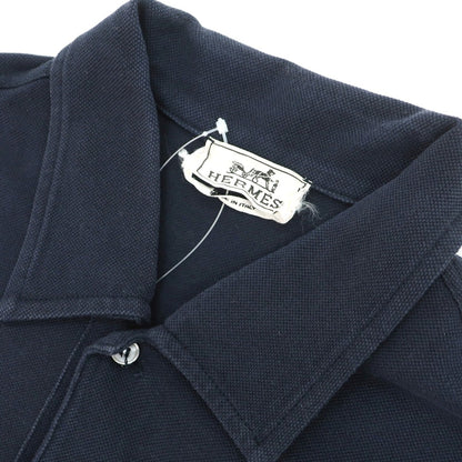 【中古】エルメス HERMES コットン 半袖ポロシャツ ネイビー【サイズM】【 状態ランクC 】【 メンズ 】