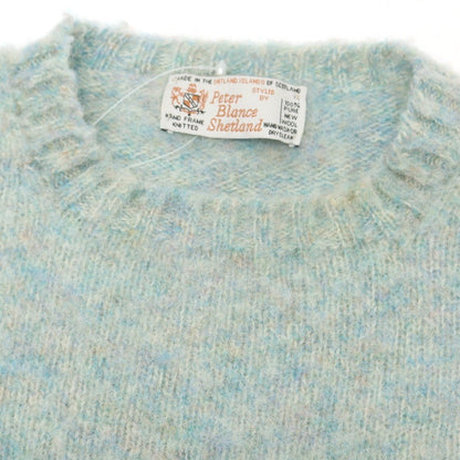【中古】ピーターバランス Peter Blance ウール クルーネック プルオーバーニット ライトブルーxアイボリー【 表記なし(S位) 】【 状態ランクC 】【 メンズ 】