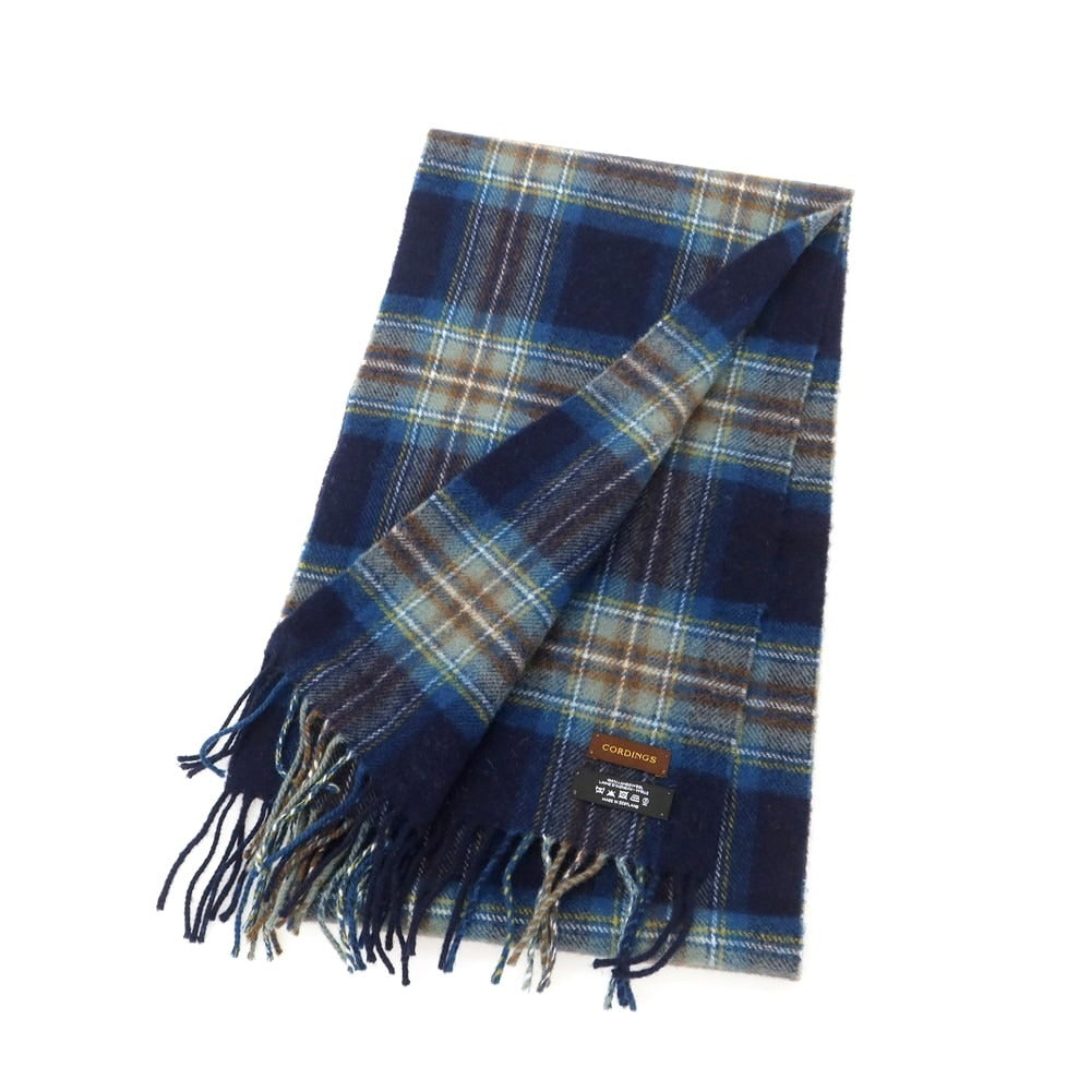 【中古】コーディングス CORDINGS ウール チェック マフラー ネイビーxブルー【 状態ランクB 】【 メンズ 】