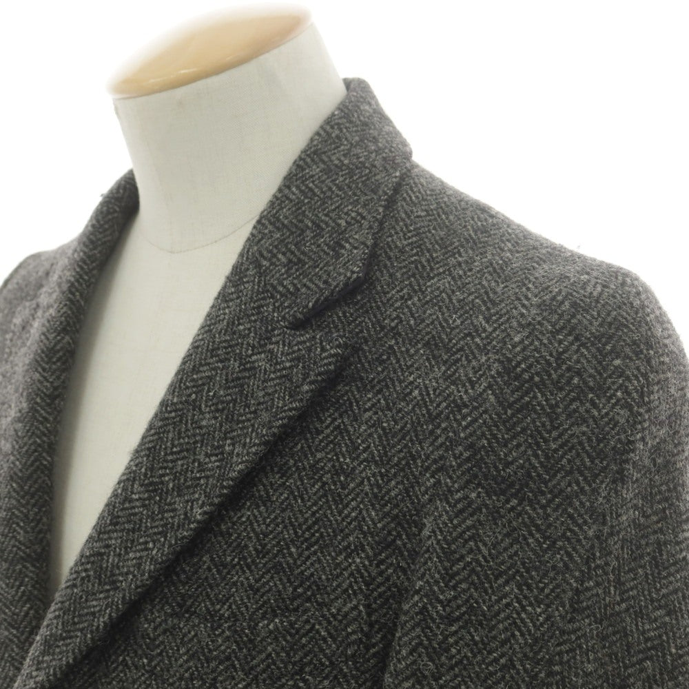 【中古】ジュンハシモト junhashimoto ウール ツイード ヘリンボーン チェスターフィールドコート グレーxブラック【サイズ2】【 状態ランクB 】【 メンズ 】[CPD]