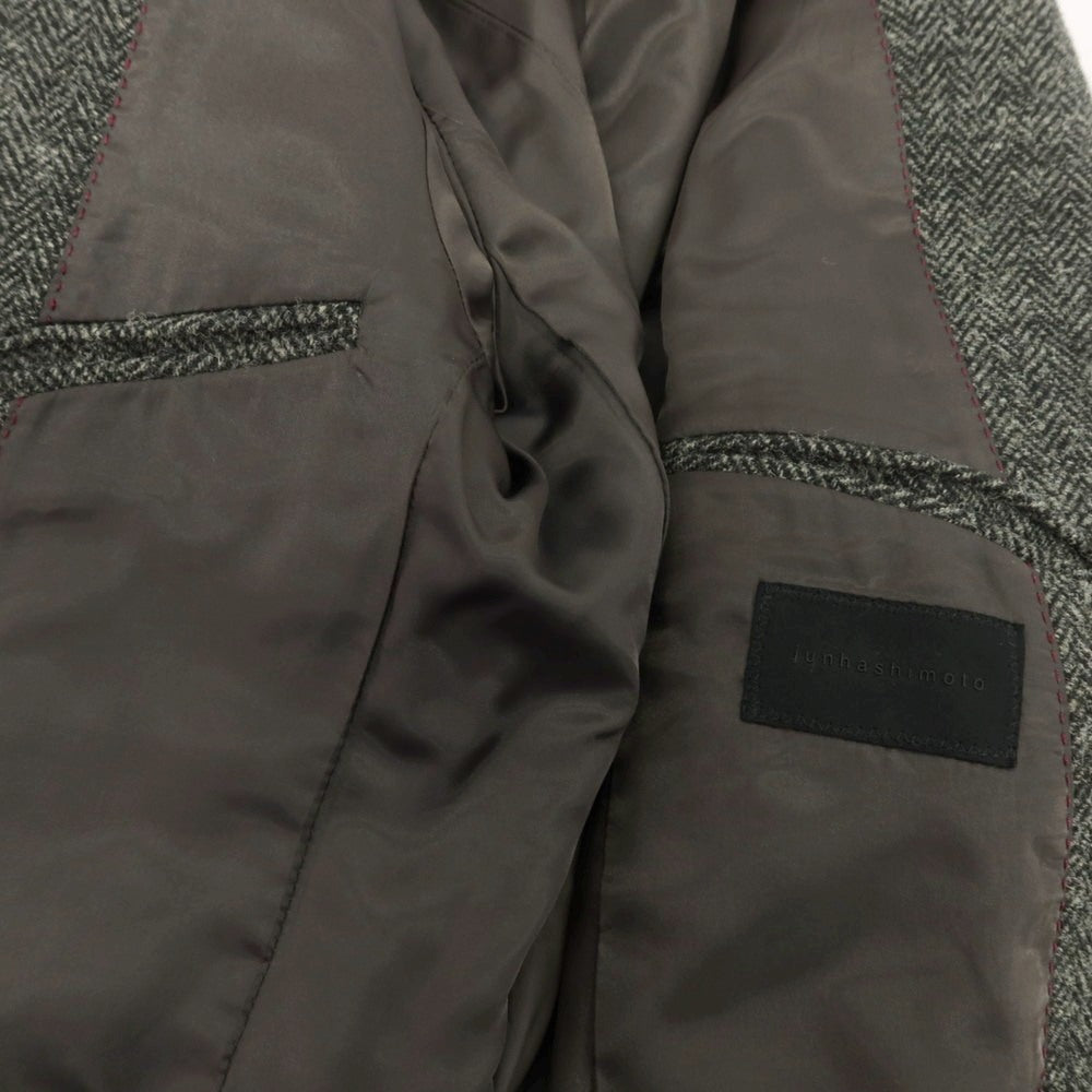 【中古】ジュンハシモト junhashimoto ウール ツイード ヘリンボーン チェスターフィールドコート グレーxブラック【 2 】【 状態ランクB 】【 メンズ 】