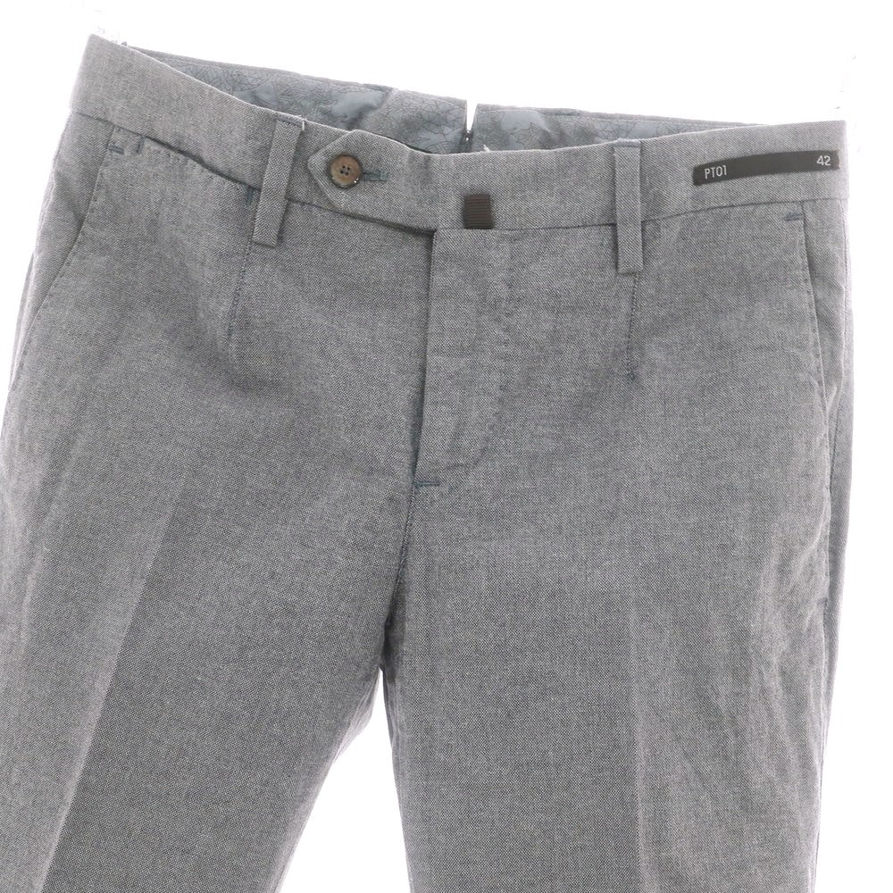 【中古】ピーティーゼロウーノ PT01 Hyde Park ストレッチコットン カジュアルスラックスパンツ グレー【 42 】【 状態ランクB 】【 メンズ 】