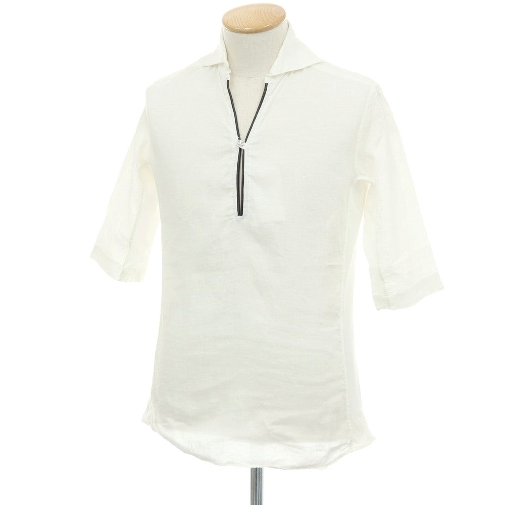 【中古】ジュンハシモト junhashimoto リネン ジャージー切り替え 5分袖 カプリシャツ ホワイト【サイズ2】【 状態ランクB 】【 メンズ 】