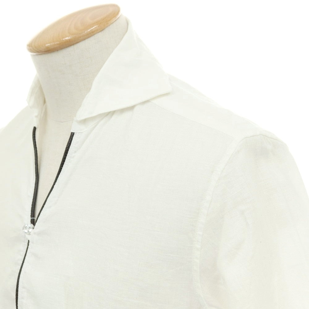 【中古】ジュンハシモト junhashimoto リネン ジャージー切り替え 5分袖 カプリシャツ ホワイト【サイズ2】【 状態ランクB 】【 メンズ 】