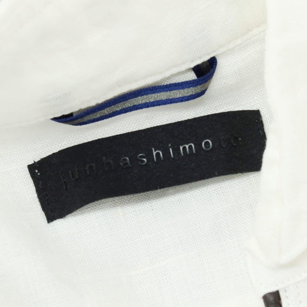 【中古】ジュンハシモト junhashimoto リネン ジャージー切り替え 5分袖 カプリシャツ ホワイト【サイズ2】【 状態ランクB 】【 メンズ 】