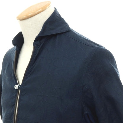 【中古】ジュンハシモト junhashimoto リネン ジャージー切り替え 5分袖 カプリシャツ ネイビー【サイズ2】【 状態ランクC 】【 メンズ 】