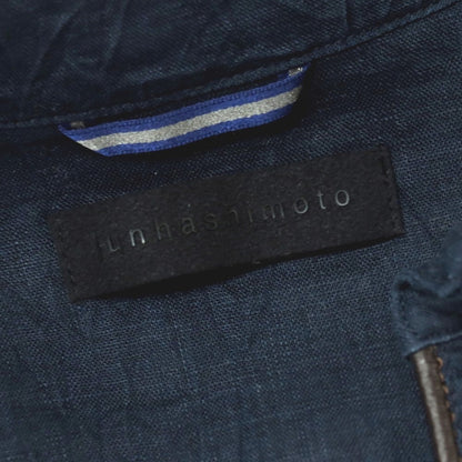 【中古】ジュンハシモト junhashimoto リネン ジャージー切り替え 5分袖 カプリシャツ ネイビー【サイズ2】【 状態ランクC 】【 メンズ 】